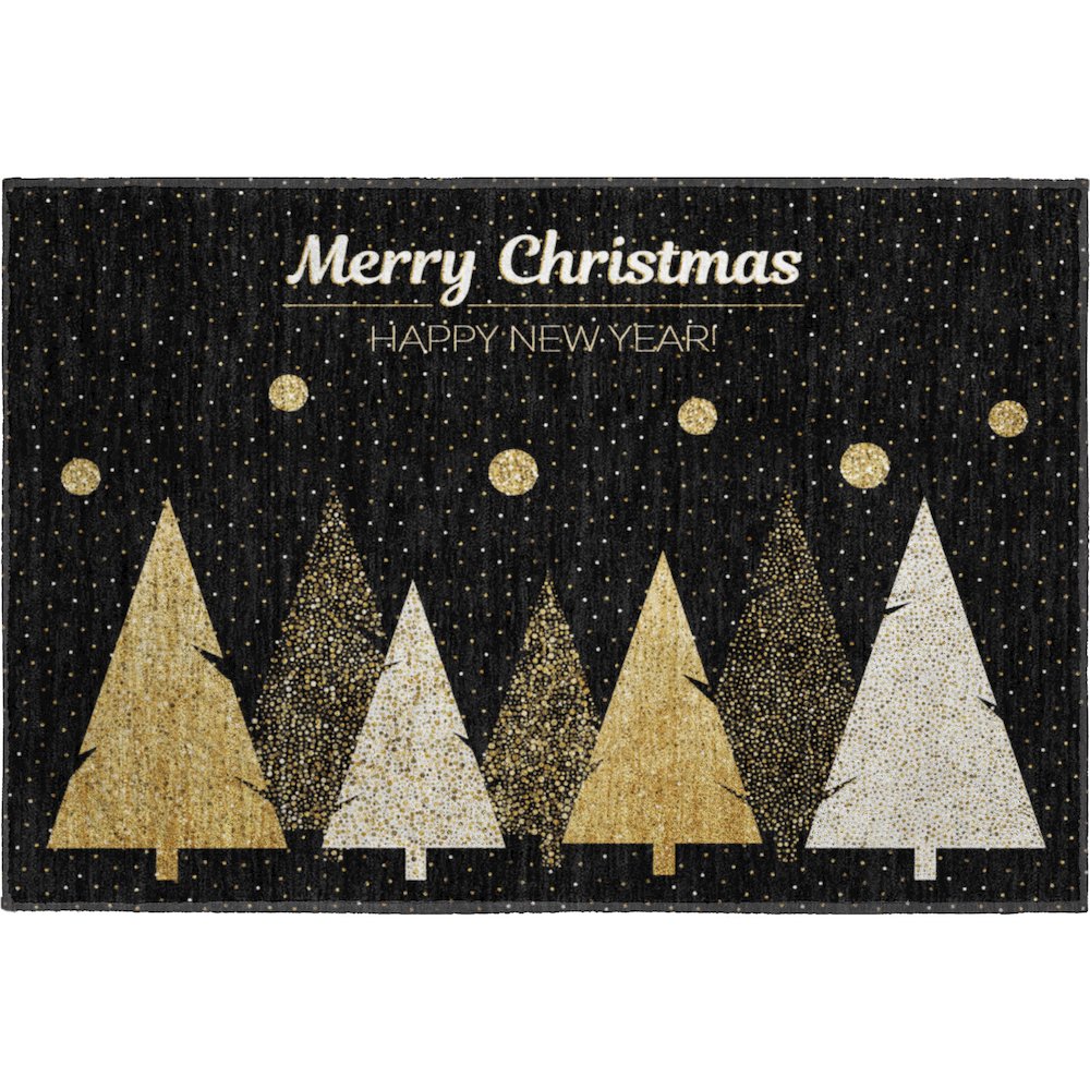 Luxury Washable Indoor/Outdoor Merry & Bright Black 1'8" x 2'6" Rug