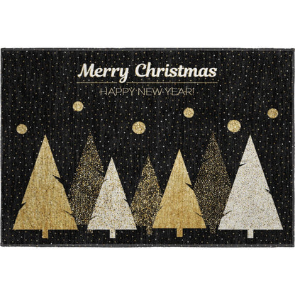 Luxury Washable Indoor/Outdoor Merry & Bright Black 1'8" x 2'6" Rug