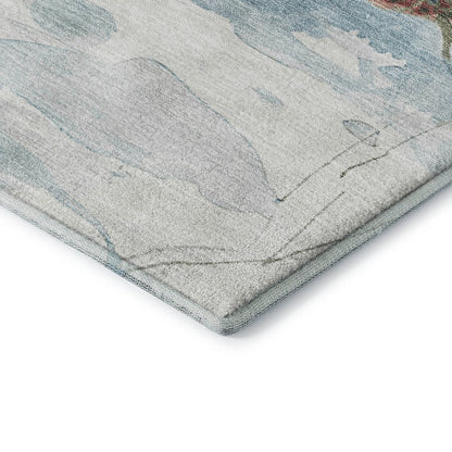Luxury Washable Indoor/Outdoor Merry & Bright Blue 1'8" x 2'6" Rug