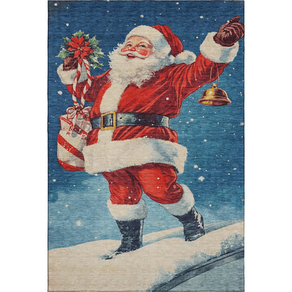 Luxury Washable Indoor/Outdoor Merry & Bright Blue 2'6" x 3'10" Rug