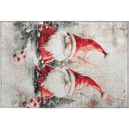 Luxury Washable Indoor/Outdoor Merry & Bright Ivory 1'8" x 2'6" Rug