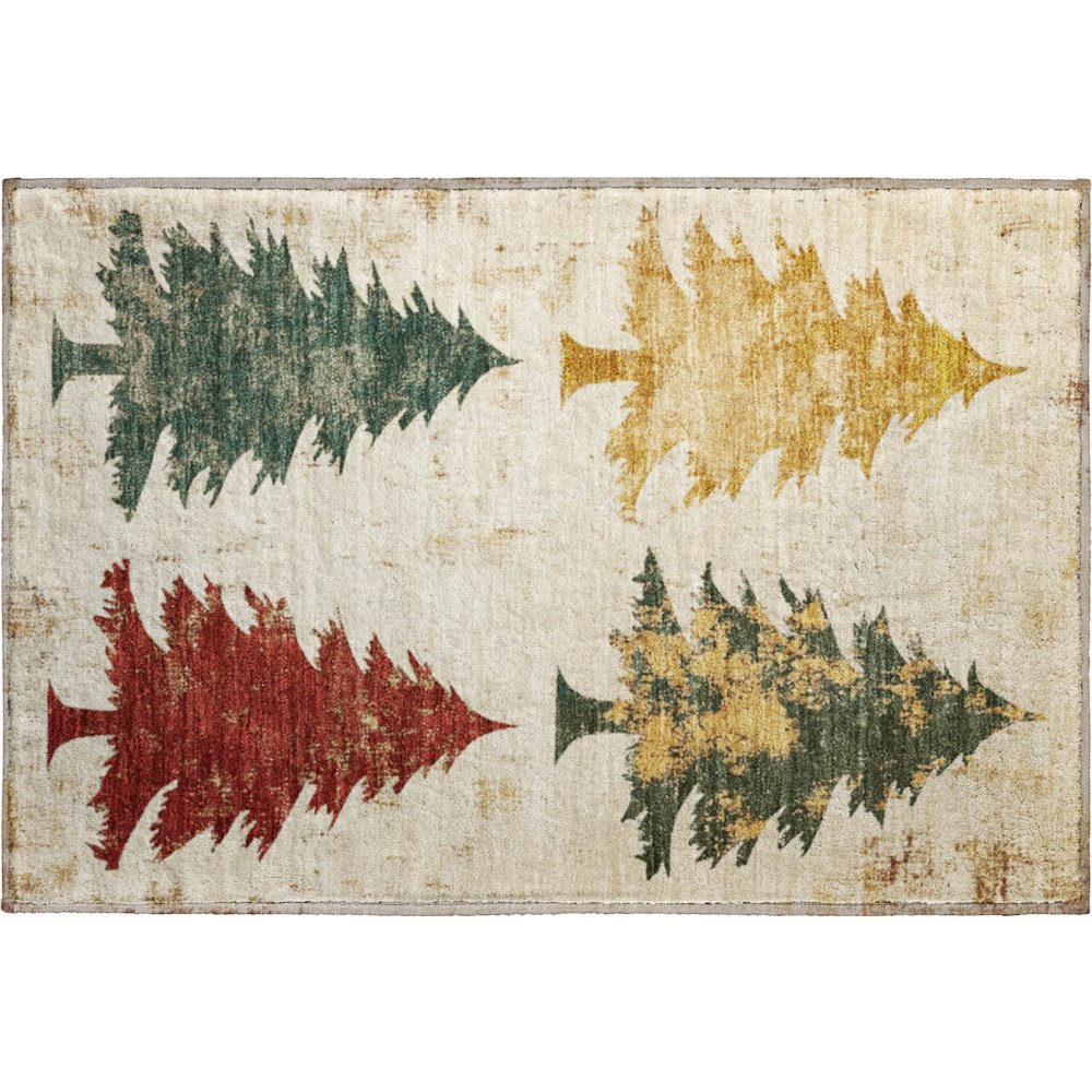 Luxury Washable Indoor/Outdoor Merry & Bright Ivory 1'8" x 2'6" Rug