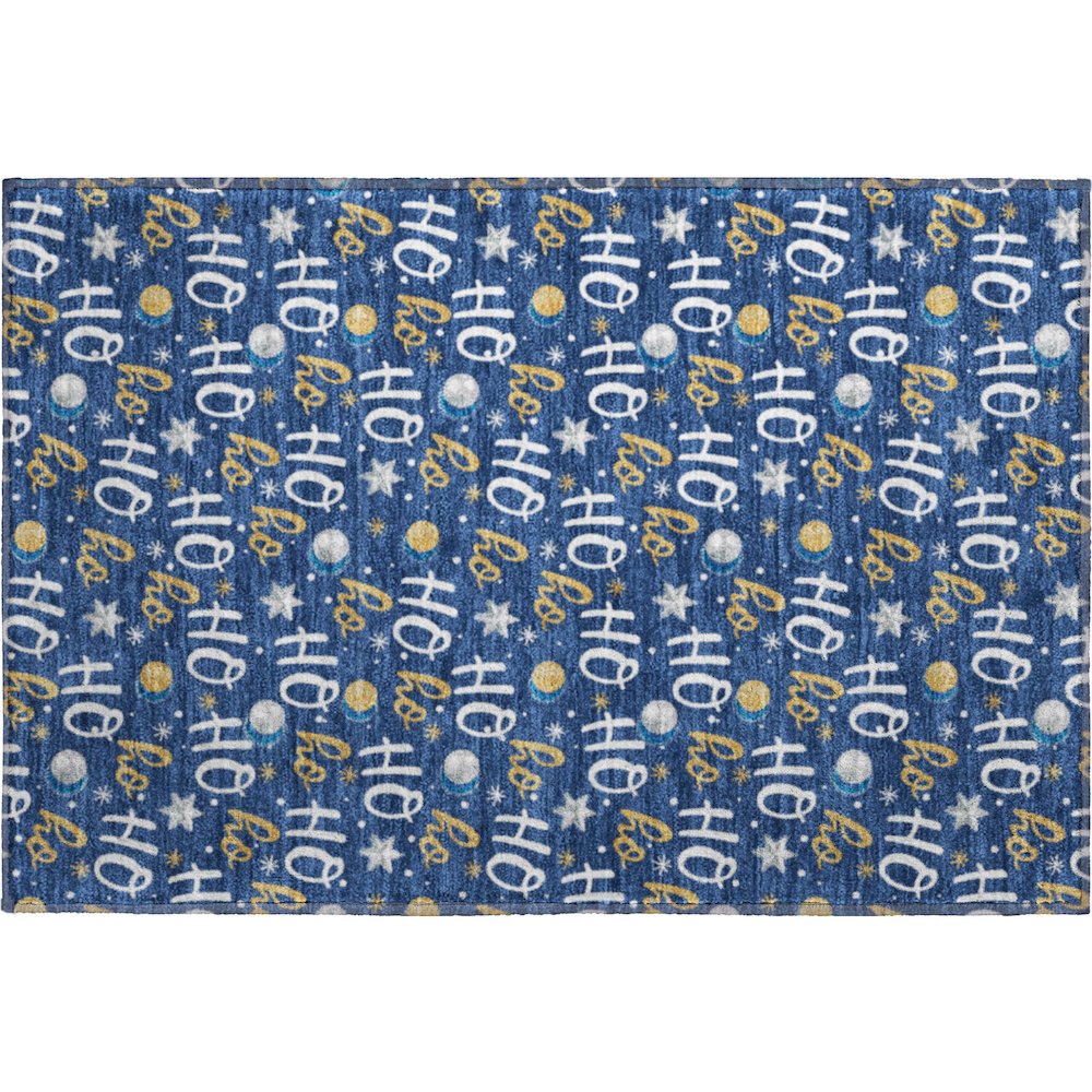 Luxury Washable Indoor/Outdoor Merry & Bright Navy 1'8" x 2'6" Rug