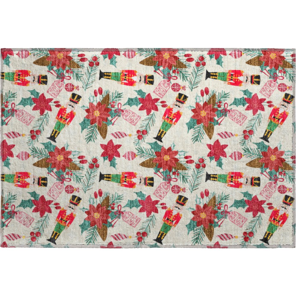 Luxury Washable Indoor/Outdoor Merry & Bright Ivory 1'8" x 2'6" Rug