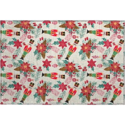 Luxury Washable Indoor/Outdoor Merry & Bright Ivory 1'8" x 2'6" Rug