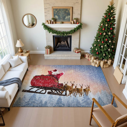 Luxury Washable Indoor/Outdoor Merry & Bright Twilight 2'6" x 3'10" Rug