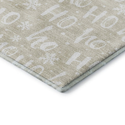 Luxury Washable Indoor/Outdoor Merry & Bright Beige 1'8" x 2'6" Rug