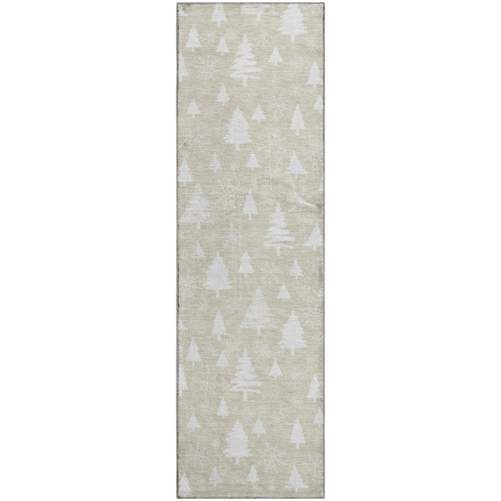 Luxury Washable Indoor/Outdoor Merry & Bright Beige 2'3" x 7'6" Runner Rug