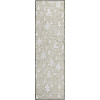 Luxury Washable Indoor/Outdoor Merry & Bright Beige 2'3" x 7'6" Runner Rug