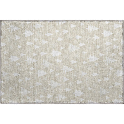 Luxury Washable Indoor/Outdoor Merry & Bright Beige 1'8" x 2'6" Rug