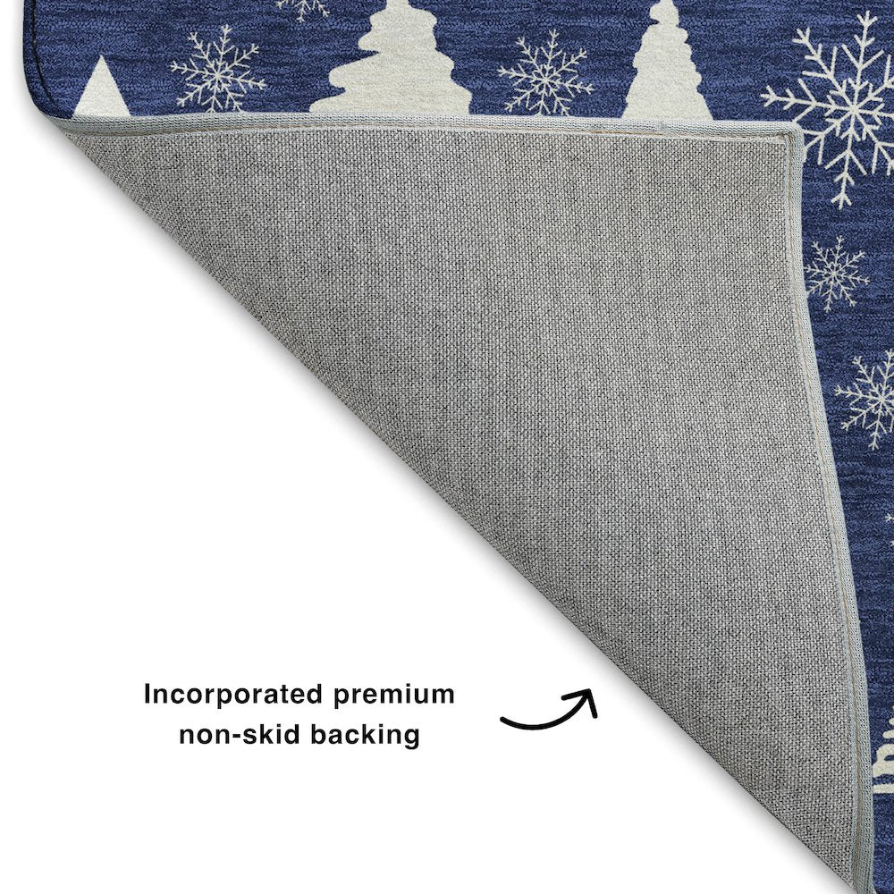 Luxury Washable Indoor/Outdoor Merry & Bright Navy 1'8" x 2'6" Rug