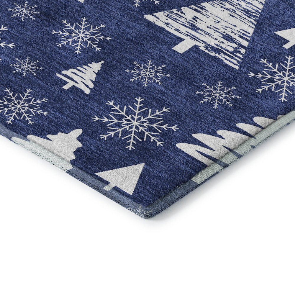 Luxury Washable Indoor/Outdoor Merry & Bright Navy 1'8" x 2'6" Rug
