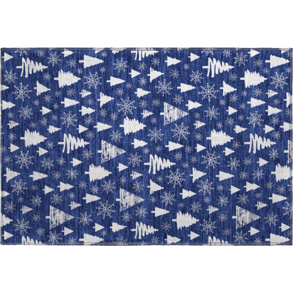 Luxury Washable Indoor/Outdoor Merry & Bright Navy 1'8" x 2'6" Rug