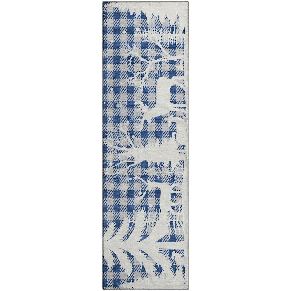 Luxury Washable Indoor/Outdoor Merry & Bright Blue 2'3" x 7'6" Runner Rug