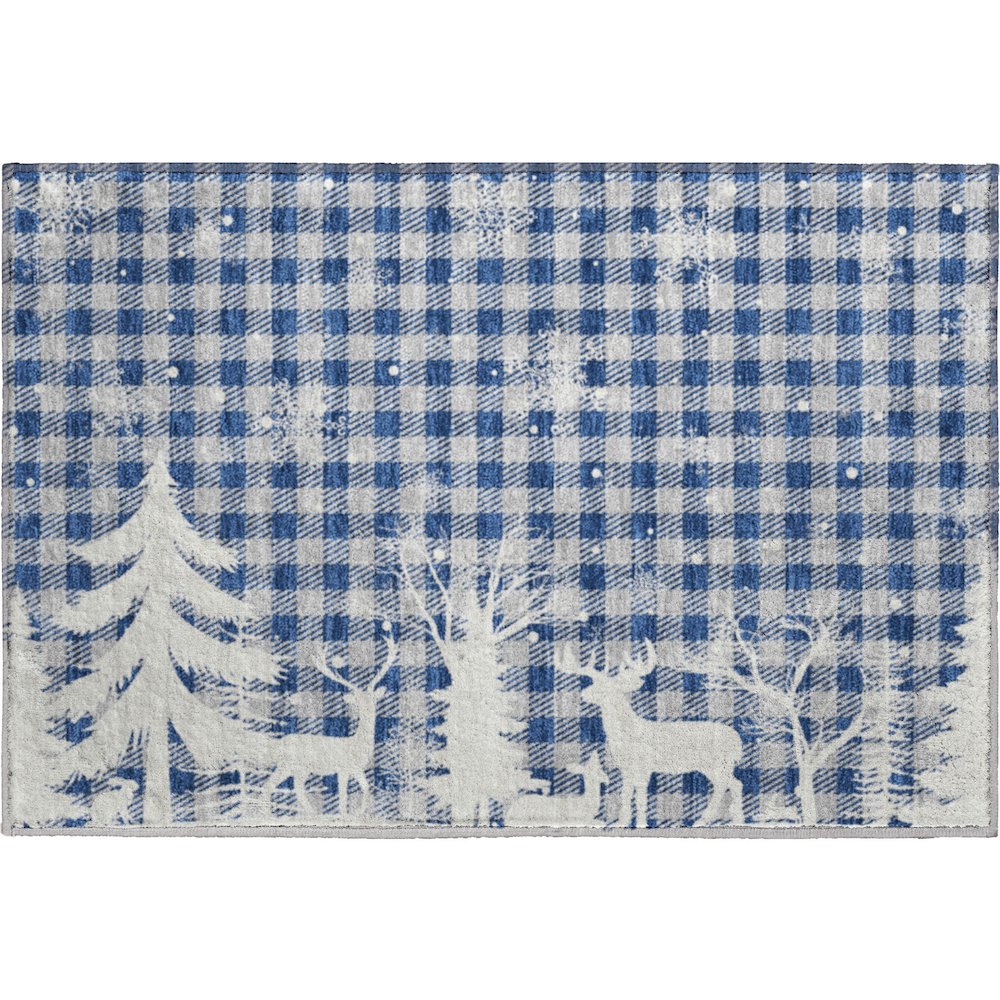 Luxury Washable Indoor/Outdoor Merry & Bright Blue 1'8" x 2'6" Rug