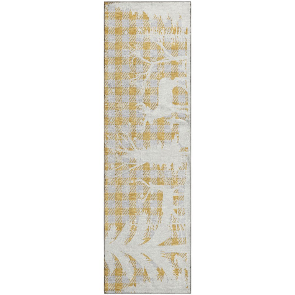 Luxury Washable Indoor/Outdoor Merry & Bright Gold 2'3" x 7'6" Runner Rug