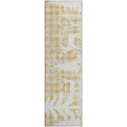 Luxury Washable Indoor/Outdoor Merry & Bright Gold 2'3" x 7'6" Runner Rug