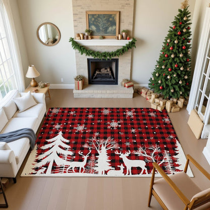 Luxury Washable Indoor/Outdoor Merry & Bright Red 2'6" x 3'10" Rug