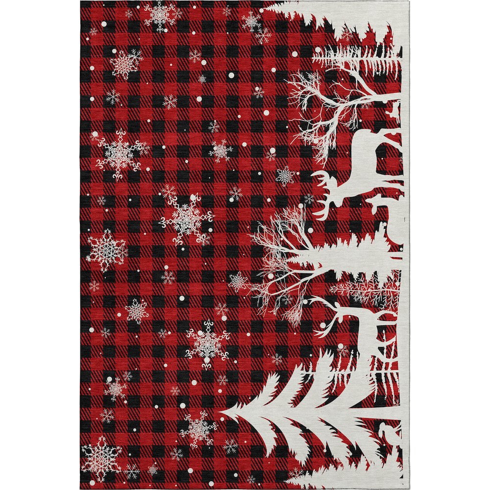 Luxury Washable Indoor/Outdoor Merry & Bright Red 2'6" x 3'10" Rug