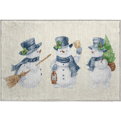 Luxury Washable Indoor/Outdoor Merry & Bright Ivory 1'8" x 2'6" Rug