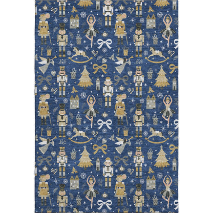 Luxury Washable Indoor/Outdoor Merry & Bright Navy 2'6" x 3'10" Rug