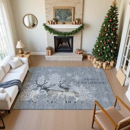 Luxury Washable Indoor/Outdoor Merry & Bright Gray 2'6" x 3'10" Rug