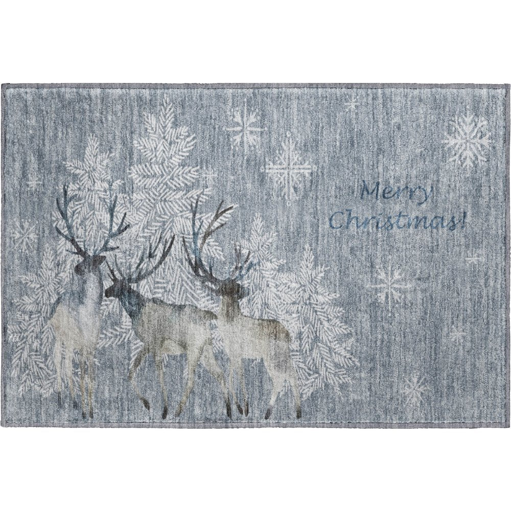 Luxury Washable Indoor/Outdoor Merry & Bright Gray 1'8" x 2'6" Rug