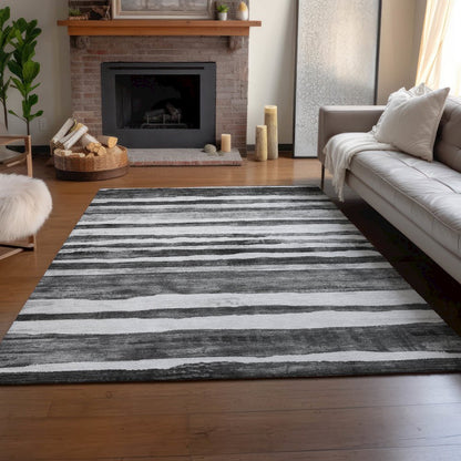 Machine Washable Indoor/Outdoor Neo Charcoal 2'6" x 3'10" Rug
