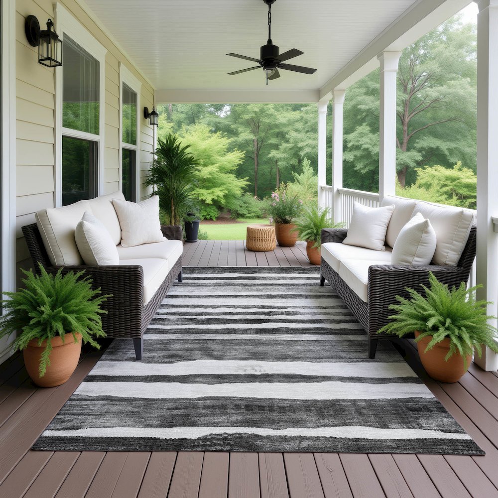 Machine Washable Indoor/Outdoor Neo Charcoal 2'6" x 3'10" Rug