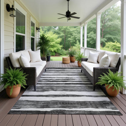 Machine Washable Indoor/Outdoor Neo Charcoal 2'6" x 3'10" Rug