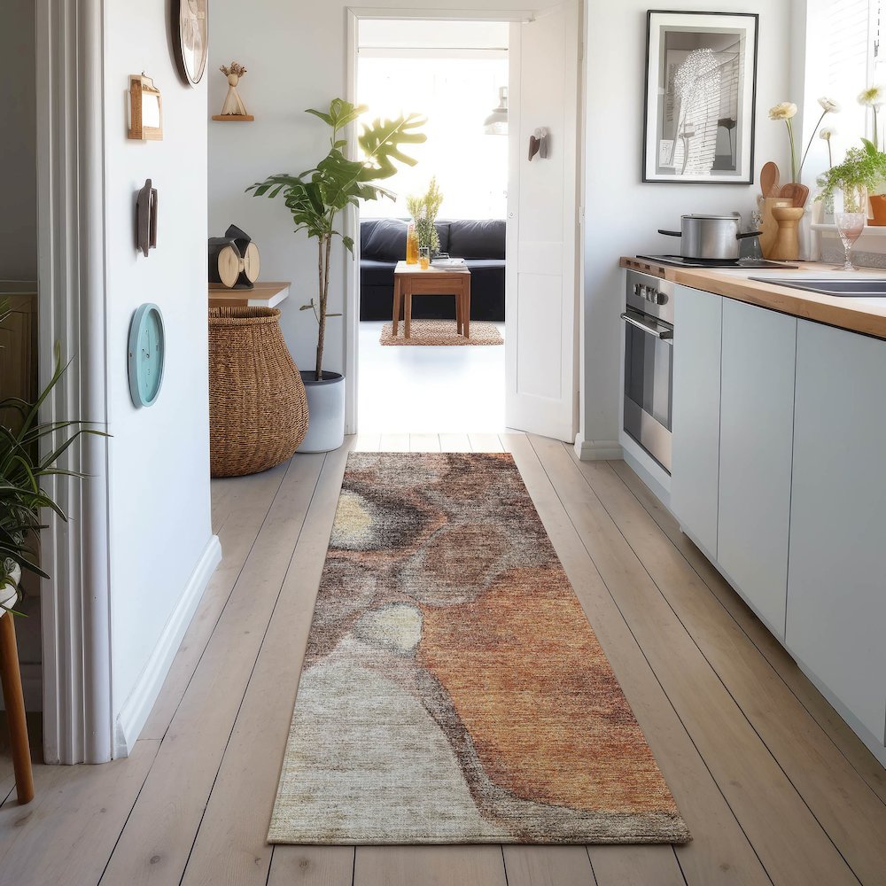 Machine Washable Indoor/Outdoor Neo Coffee 2'3" x 7'6" Runner Rug