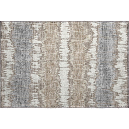 Machine Washable Indoor/Outdoor Neo Taupe 1'8" x 2'6" Rug