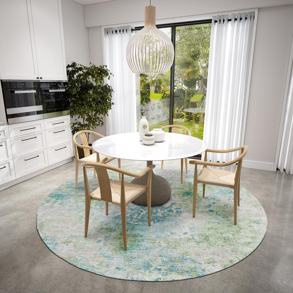 Indoor/Outdoor Accord AAC35 Green Washable 8' x 8' Round Rug