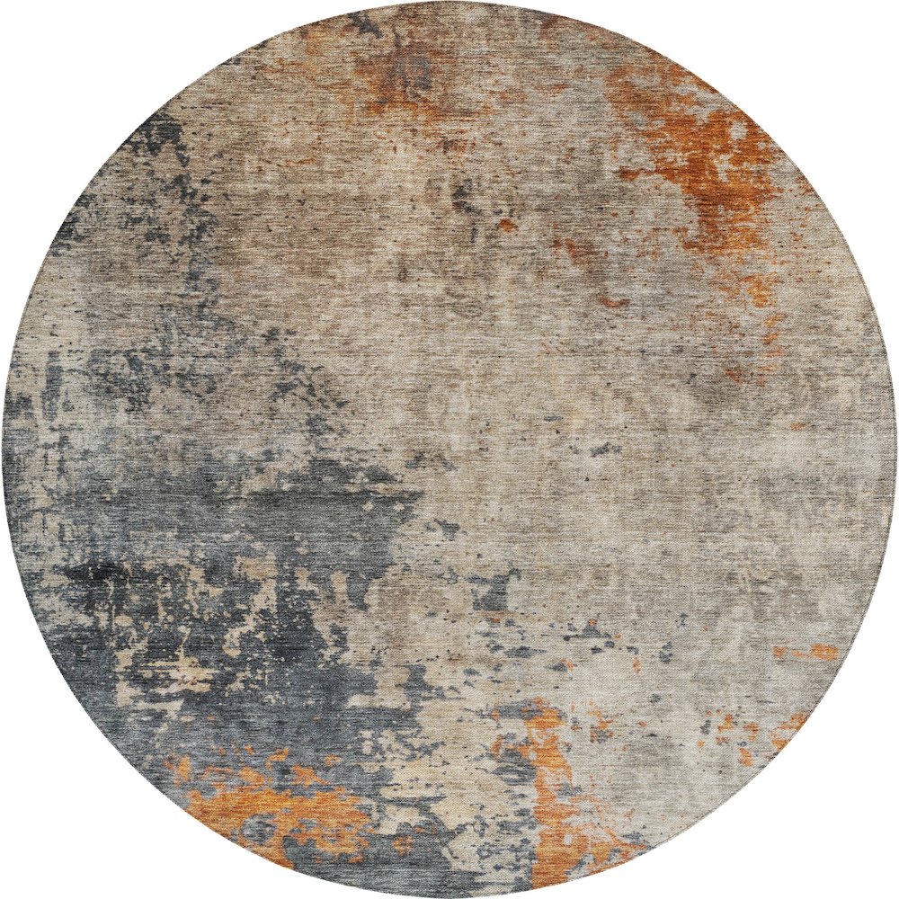 Indoor/Outdoor Nouveau Khaki 8' x 8' Round Rug