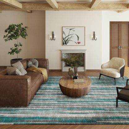 Waverly Peacock Contemporary Striped 10' x 14' Area Rug Peacock AWA31