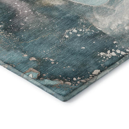 Luxury Washable Odyssey OY11 Teal 10' x 14' Rug