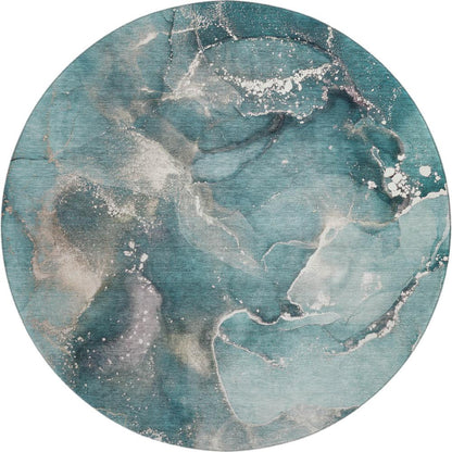 Luxury Washable Odyssey OY11 Teal 8' x 8' Rug