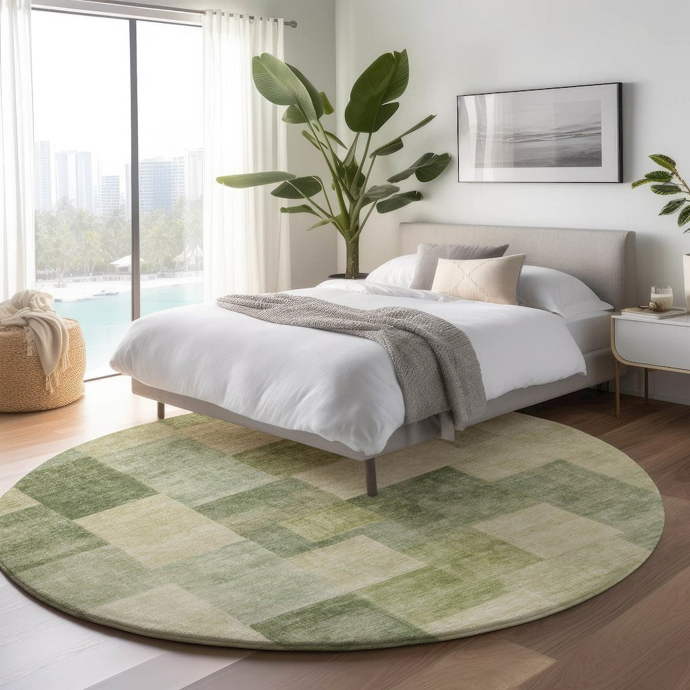Machine Washable Indoor/Outdoor Pacifica Aloe 8' x 8' Round Rug