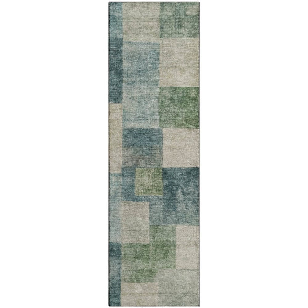 Machine Washable Indoor/Outdoor Pacifica Seafoam 2'3" x 7'6" Runner Rug