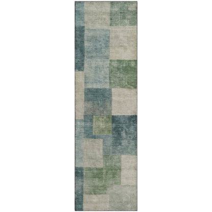 Machine Washable Indoor/Outdoor Pacifica Seafoam 2'3" x 7'6" Runner Rug