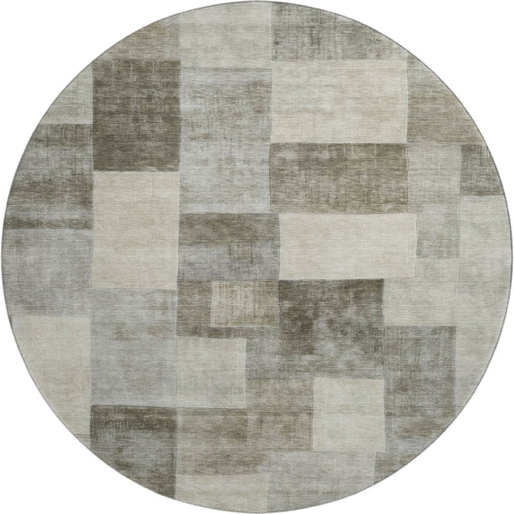 Machine Washable Indoor/Outdoor Pacifica Taupe 8' x 8' Round Rug