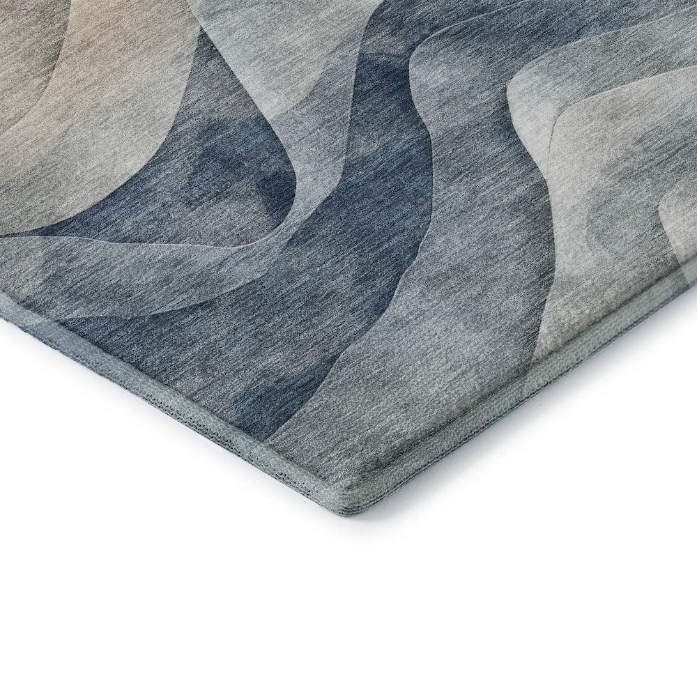 Machine Washable Indoor/Outdoor Pacifica Blue 1'8" x 2'6" Rug