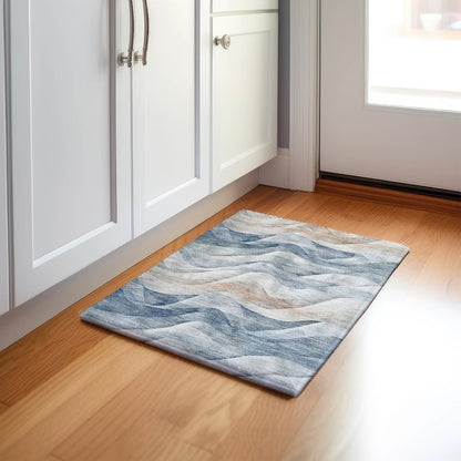 Machine Washable Indoor/Outdoor Pacifica Blue 1'8" x 2'6" Rug