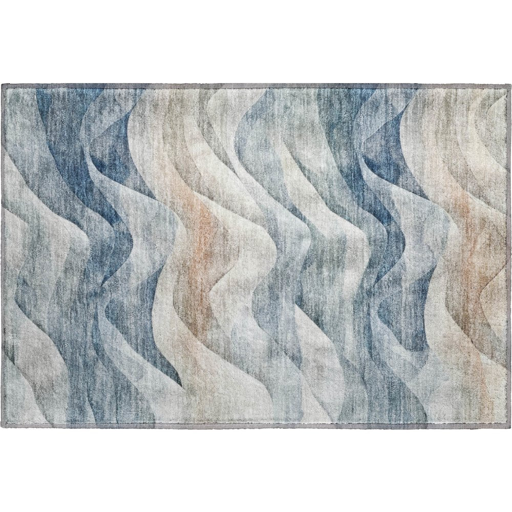 Machine Washable Indoor/Outdoor Pacifica Blue 1'8" x 2'6" Rug