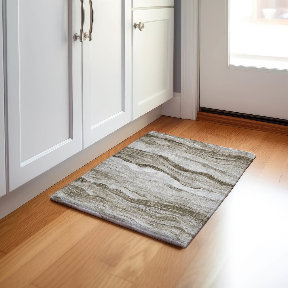 Machine Washable Indoor/Outdoor Pacifica Brown 1'8" x 2'6" Rug