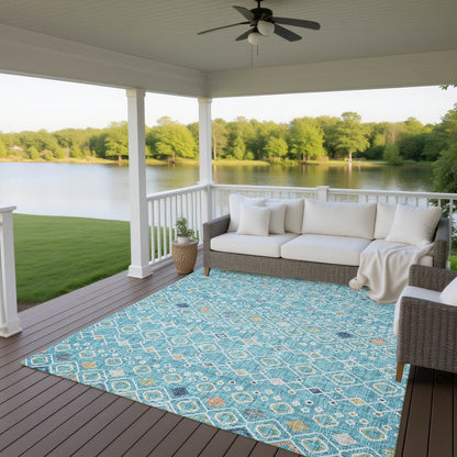 Luxury Washable Indoor/Outdoor Portico Teal 2'6" x 3'10" Rug
