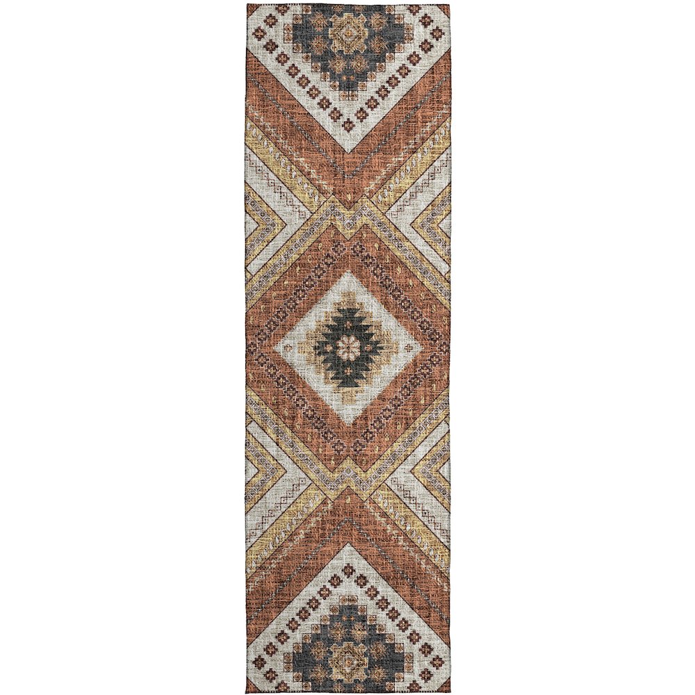 Luxury Washable Indoor/Outdoor Portico Copper 2'3" x 7'6" Runner Rug