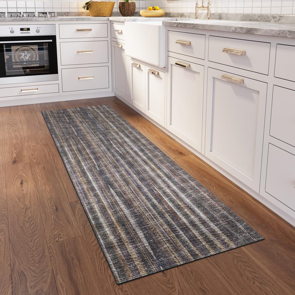 Waverly Brown Contemporary Striped 2'3" x 7'6" Runner Rug Brown AWA31