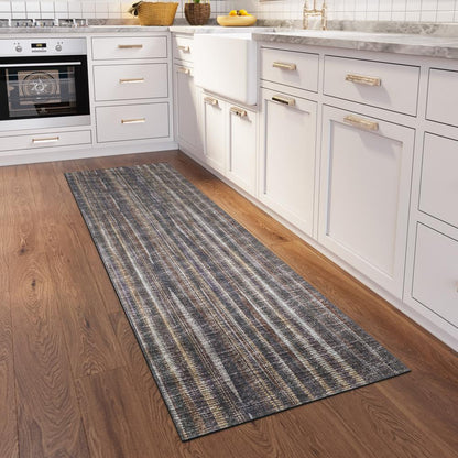 Waverly Brown Contemporary Striped 2'3" x 7'6" Runner Rug Brown AWA31