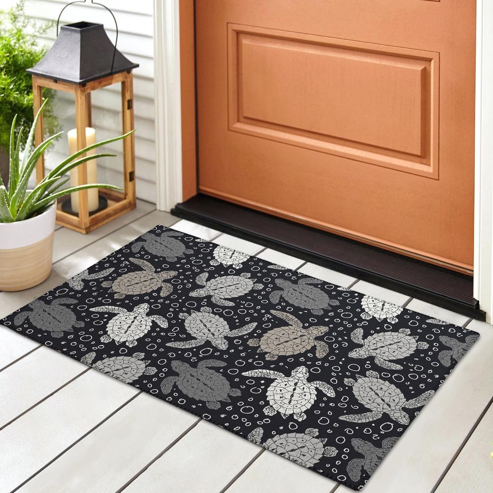 Indoor/Outdoor Surfside ASR43 Midnight Washable 1'8" x 2'6" Rug